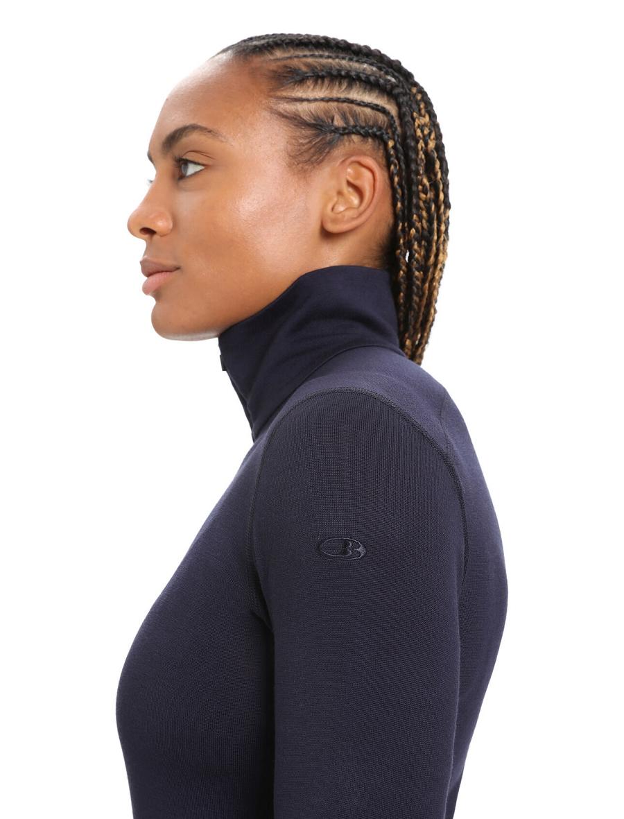 Midnight Navy Icebreaker Merino 260 Tech Long Sleeve Half Zip Thermal Top Women's Base Layers | AU 1914DFMN